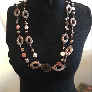 Chinese Coin Shell and Bead Necklace